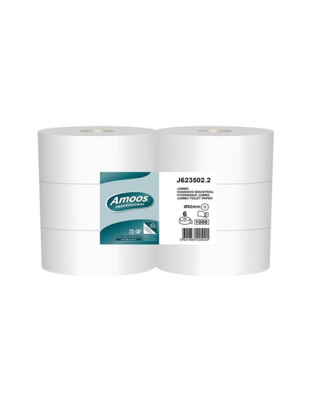 Papel Higiénico (Jumbo) 350mts 2Fls 30g Amoos 6un